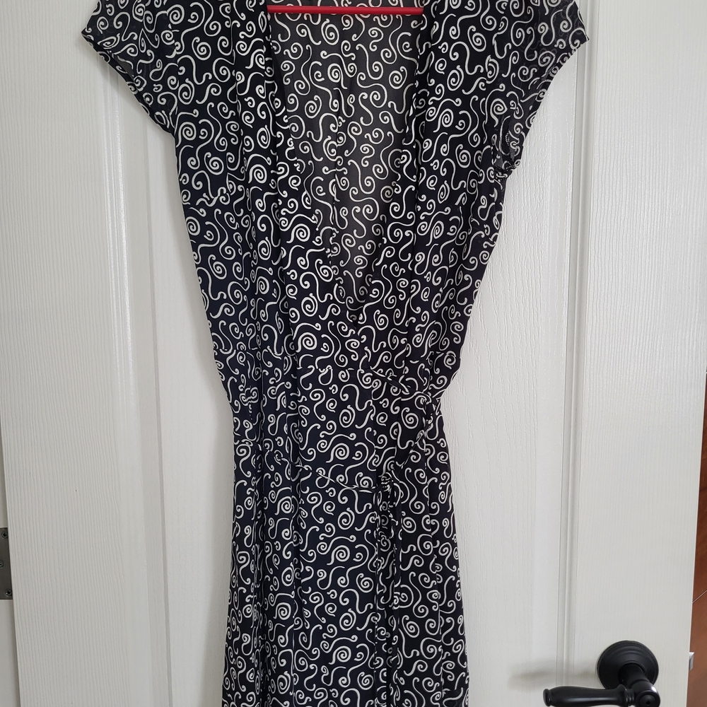 Reformation Black and White Patterned Wrap Dress